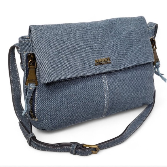 Aimee Kestenberg NWOT Boho Denim Jean Fringe Tasselcrossbody bag